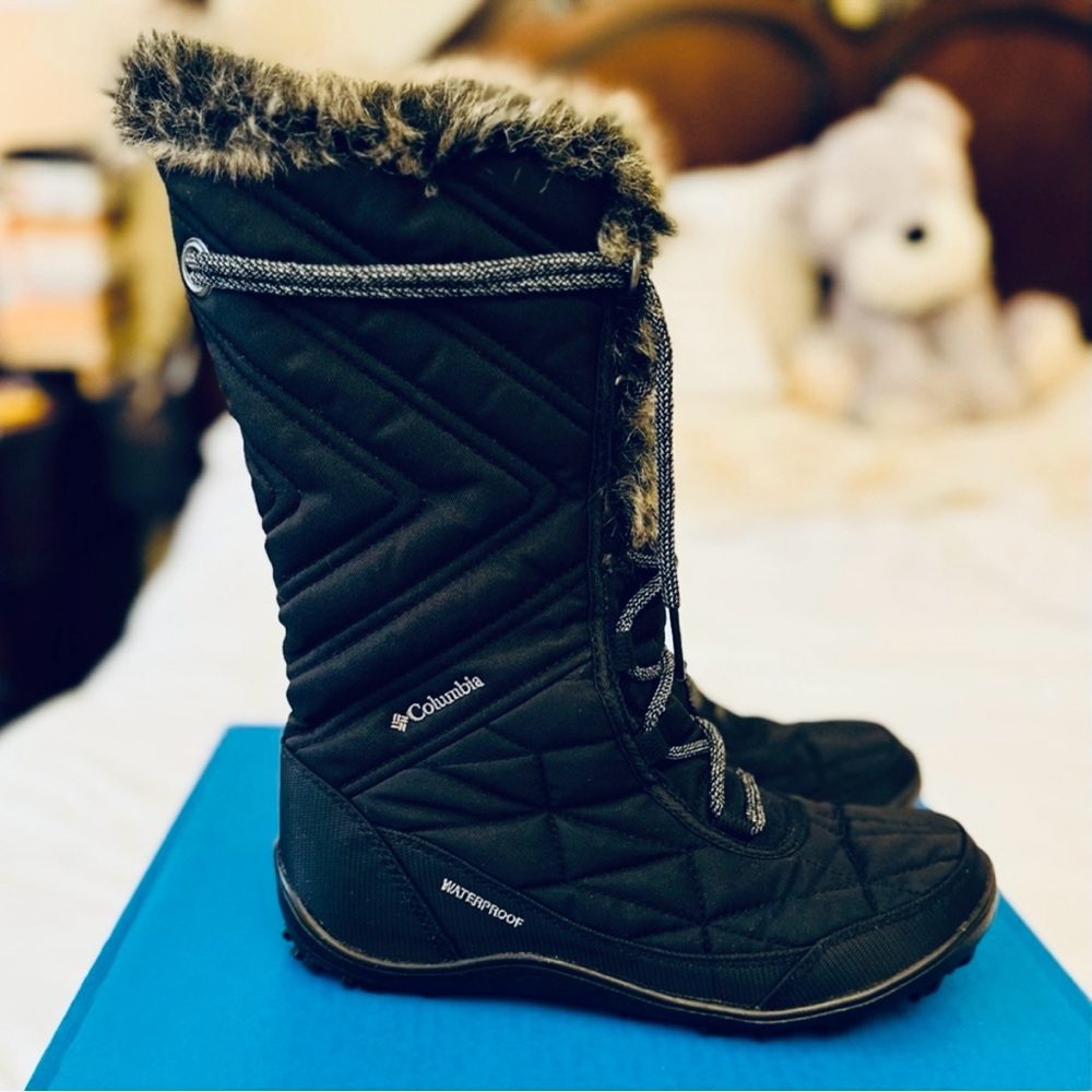 Columbia Minx Mid III Insulated Waterproof Boots Black Titanium Grey Size 7. - Picture 5 of 13